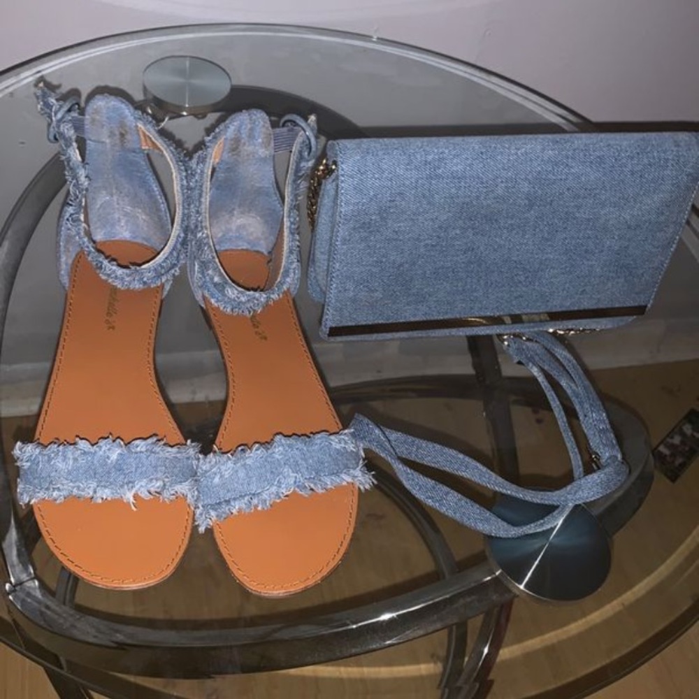 $25 Denim sandal and purse